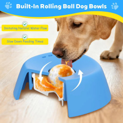 Built-In Rolling Ball Dog Interactive Slow Feeder Lick Bowl