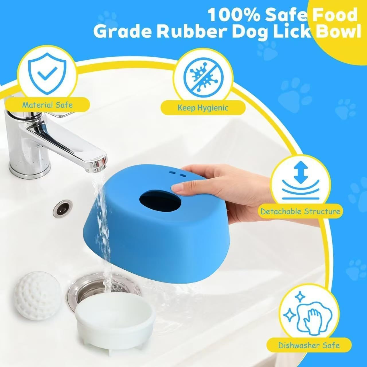 Built-In Rolling Ball Dog Interactive Slow Feeder Lick Bowl