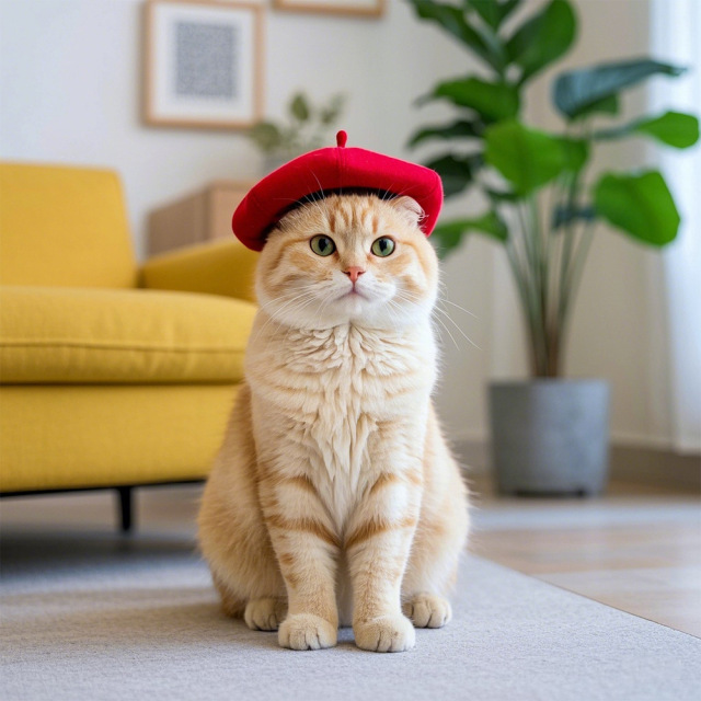 Cute Adjustable Cat Beret Hat Lightweight Comfortable for Daily Wear