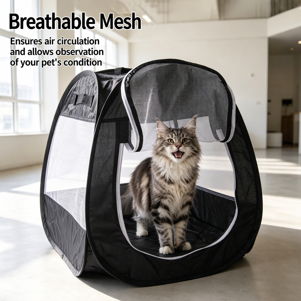 Pop Up Foldable Pet Tent Breathable Mesh Portable Travel Shelter