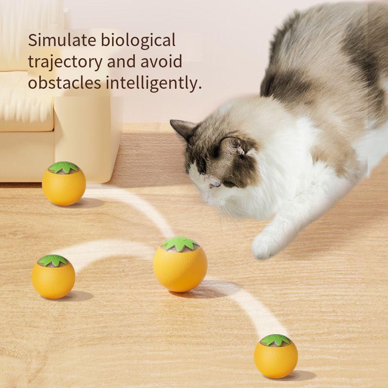 Orange Shaped Self Rolling Cat Ball Interactive Kitten Play Toy