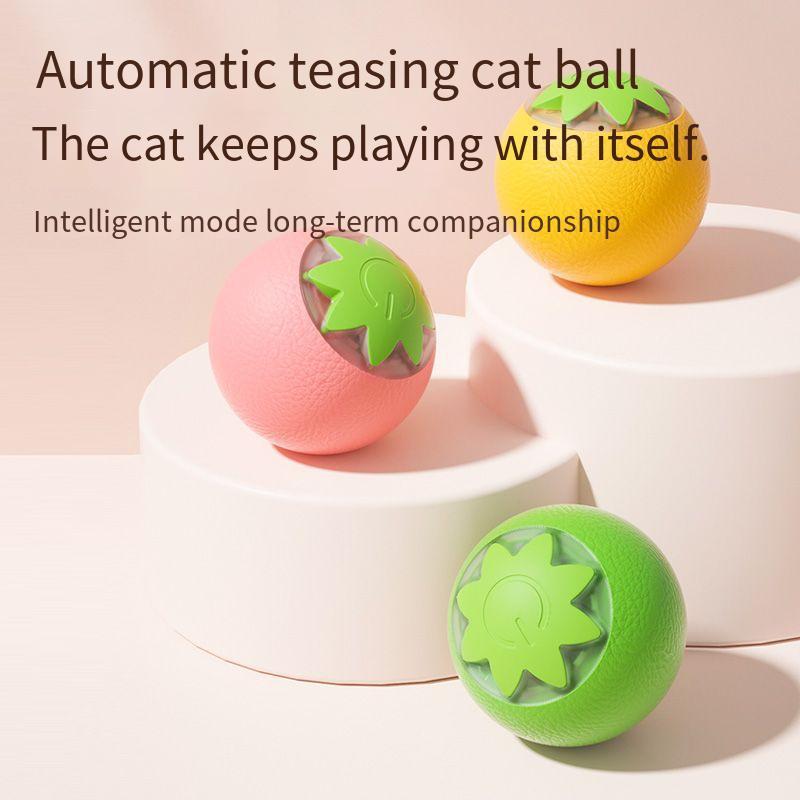 Orange Shaped Self Rolling Cat Ball Interactive Kitten Play Toy