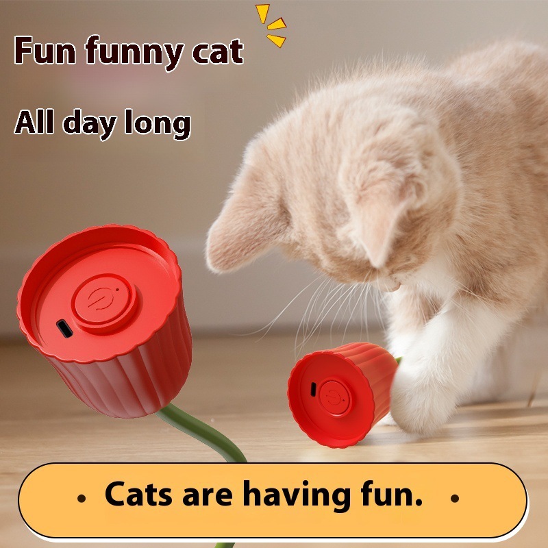 Flower Shaped Rechargeable Automatic Moving Cat Rolling Kitten Toy