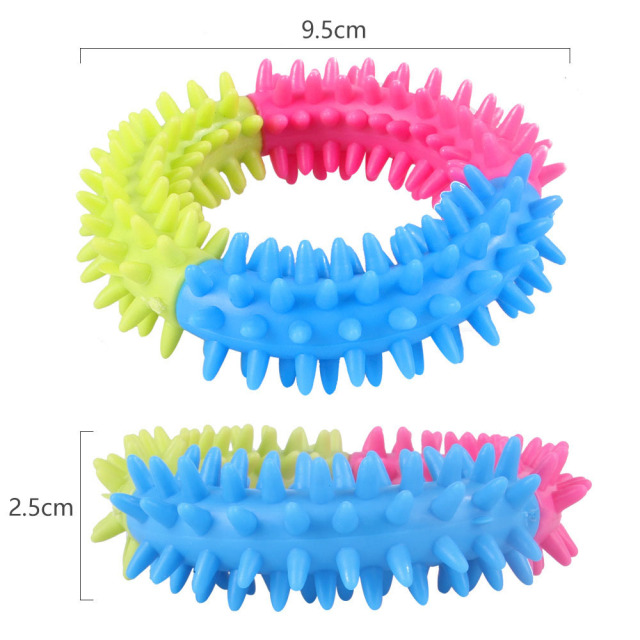 Tricolor Interactive Puppy Massage Soft Spiky Dog Thorn Ring Toy