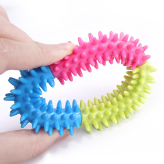 Tricolor Interactive Puppy Massage Soft Spiky Dog Thorn Ring Toy