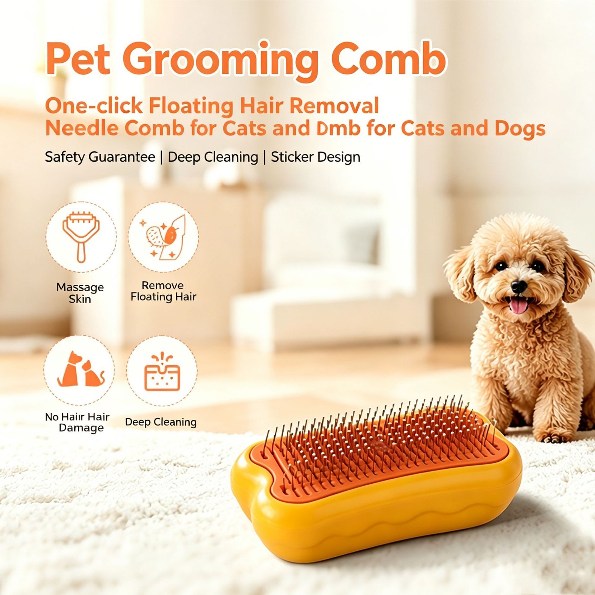 Deep Cleaning Grooming Comb Efficient Shedding Pet Slicker Brush