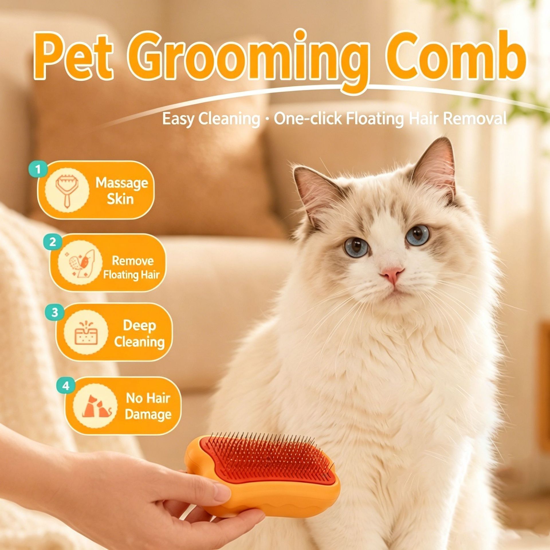 Deep Cleaning Grooming Comb Efficient Shedding Pet Slicker Brush