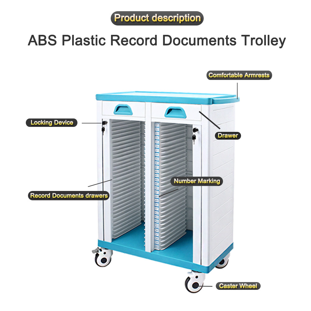 Nuoan Factory Price Hospital Case history trolley Patient Files Trolley With Drawer