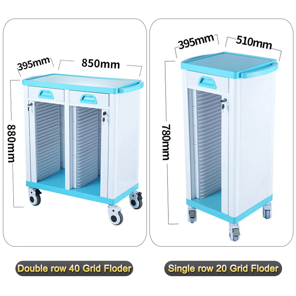Nuoan Factory Price Hospital Case history trolley Patient Files Trolley With Drawer