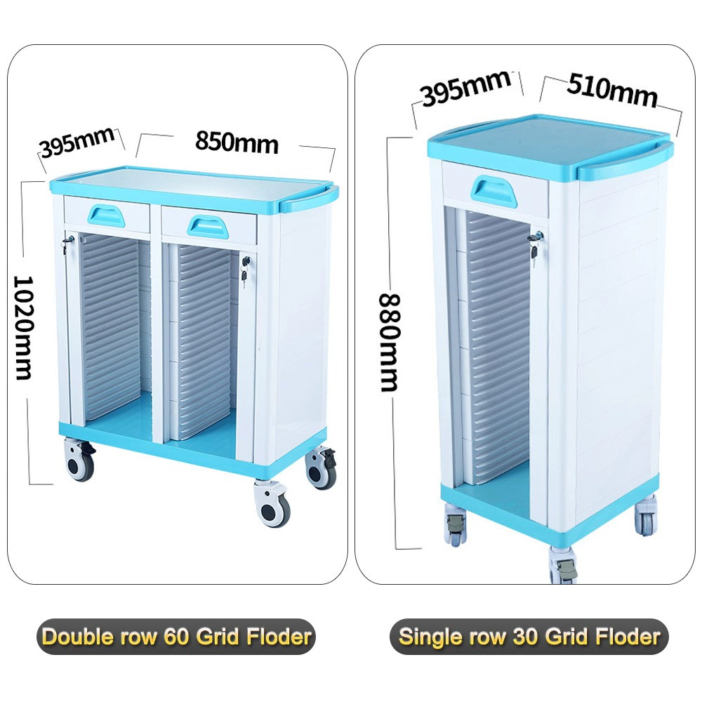 Nuoan Factory Price Hospital Case history trolley Patient Files Trolley With Drawer