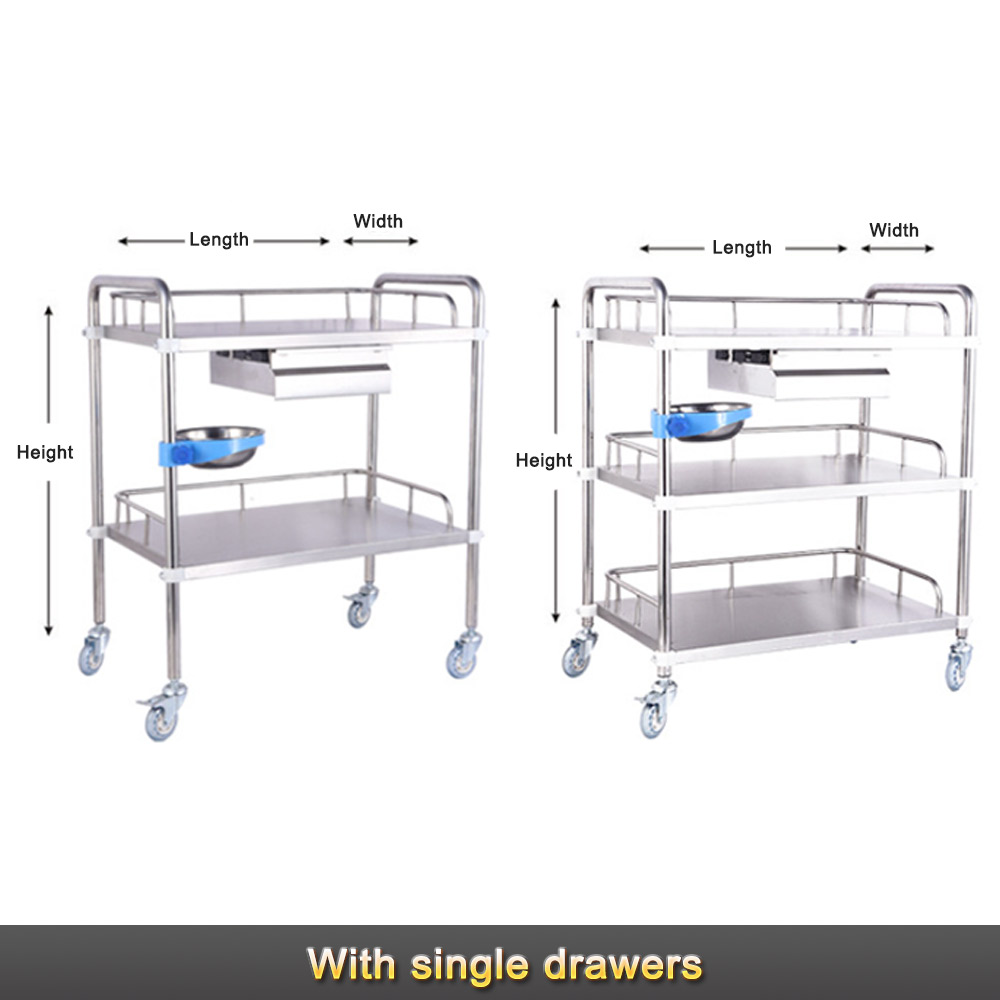 Nuoan Stainless Steel Transport Cart Medical Instrument Trolley