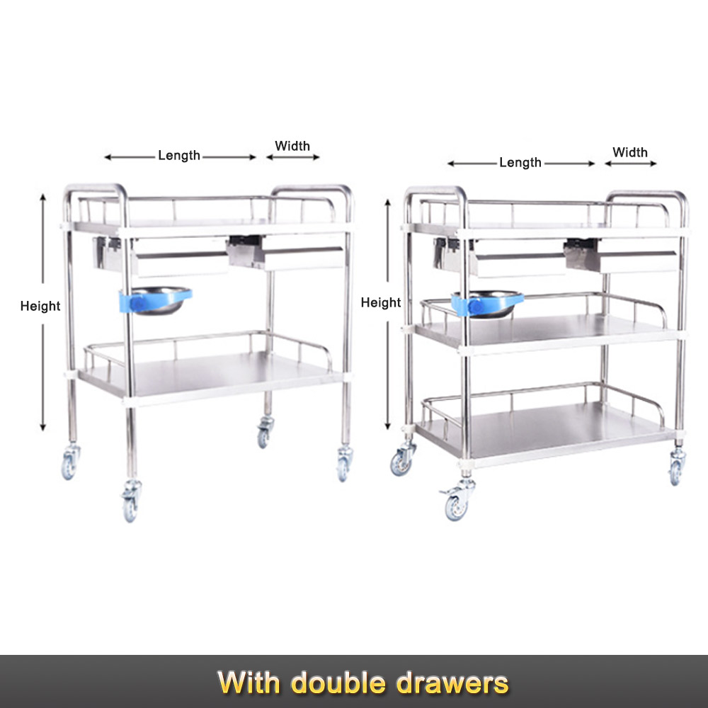 Nuoan Stainless Steel Transport Cart Medical Instrument Trolley