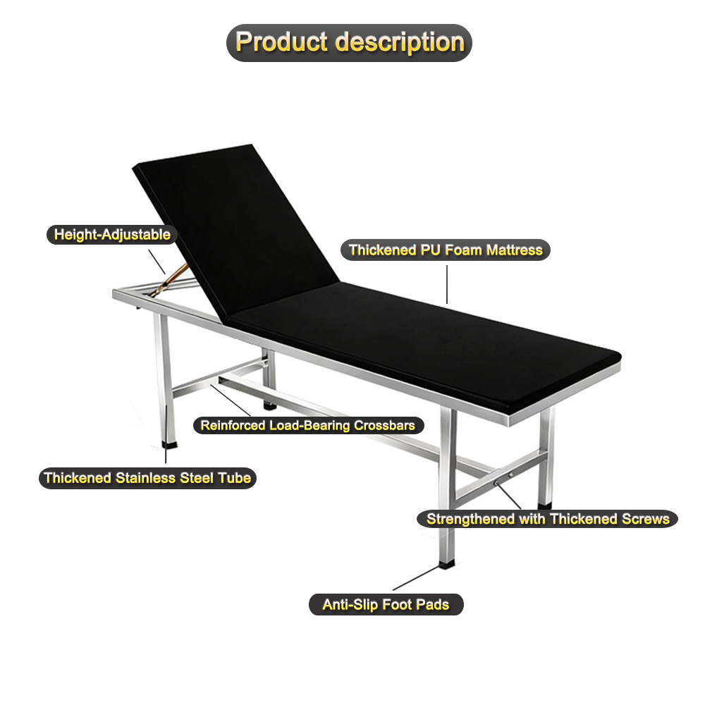 Nuoan Adjustable Stainless Steel Examination Table Medical Clinic Patient Bed