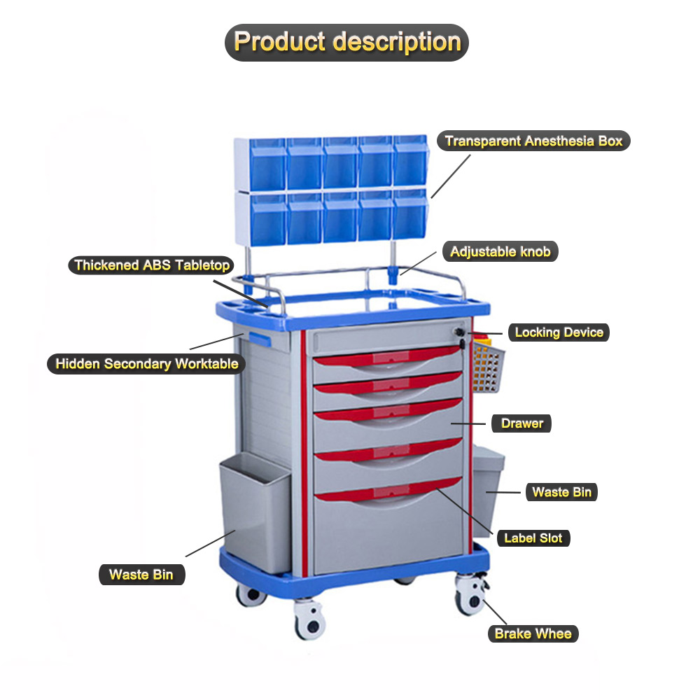 Nuoan Factory Direct Supply ABS Emergency Crash Cart