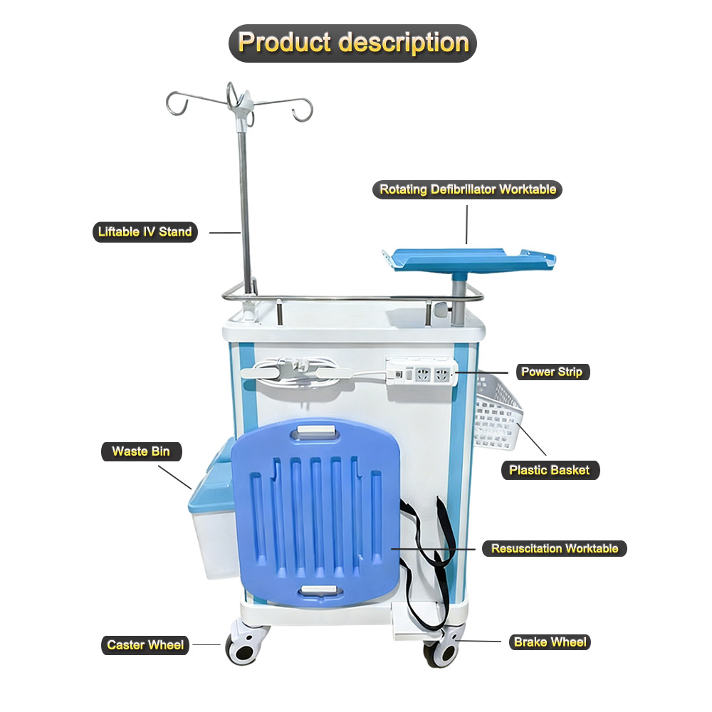 Nuoan Factory Direct Supply ABS Emergency Crash Cart