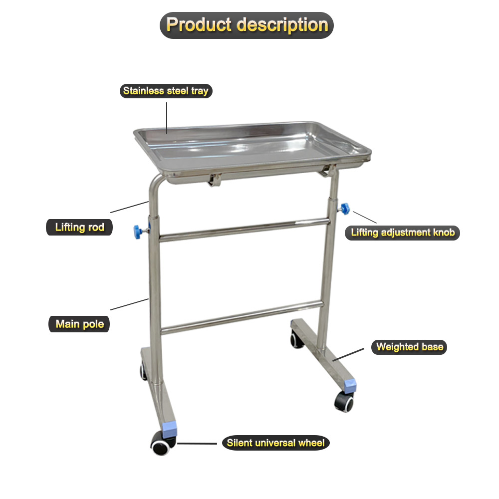 Nuoan Facetory Price Hospital Instrument Mayo Cart Trolley Stainless Steel
