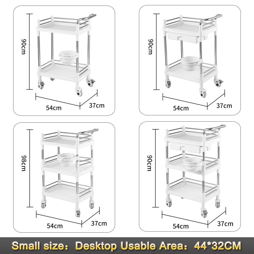 Nuoan ABS Beauty Cart Medical Trolley Silent Wheel Salon Dental Clinic Storage Cart