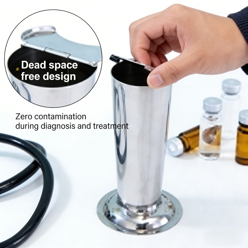 Thickened Stainless Steel Tweezer Barrel Lid Inverted Cone Bubble Design Utensils Container Nuoan Medical