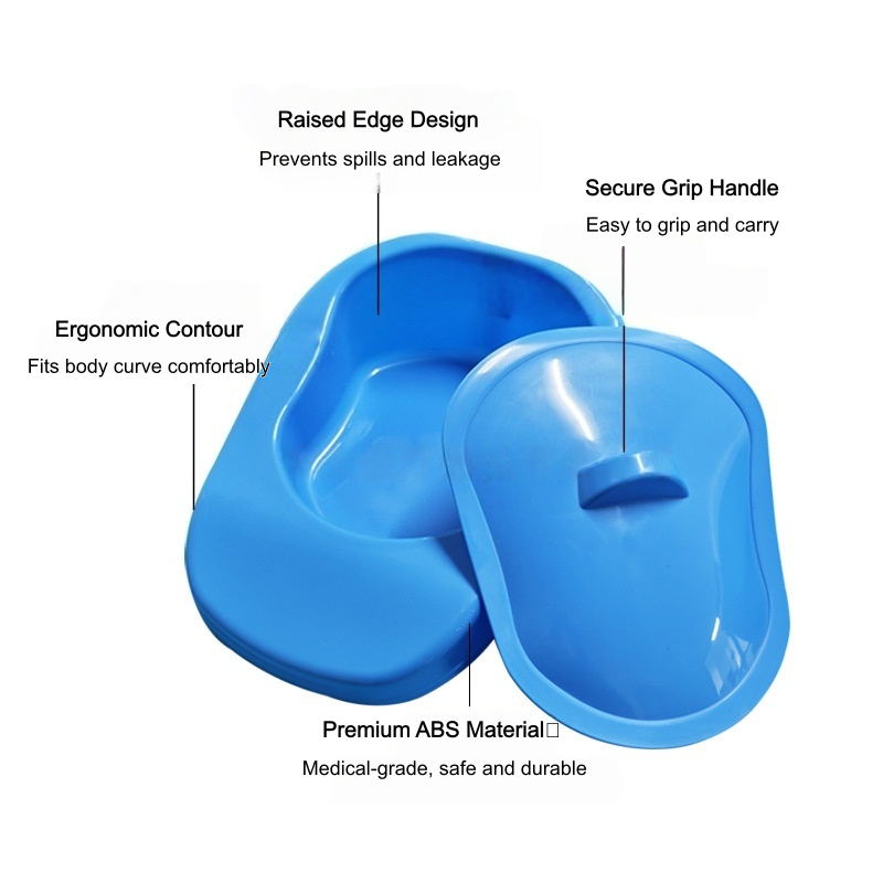 ABS Medical Bedpan Ergonomic Contour Raised Edge Secure Grip Handle