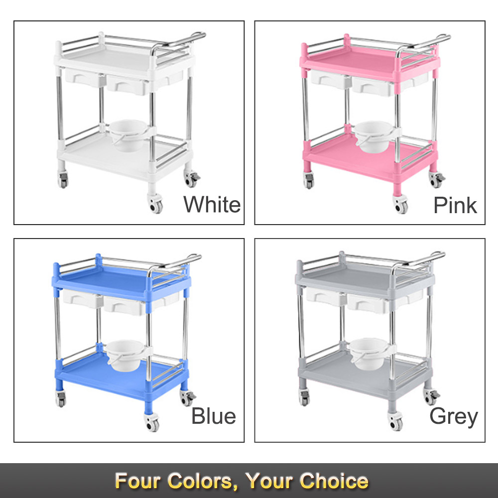 Nuoan ABS Beauty Cart Medical Trolley Silent Wheel Salon Dental Clinic Storage Cart