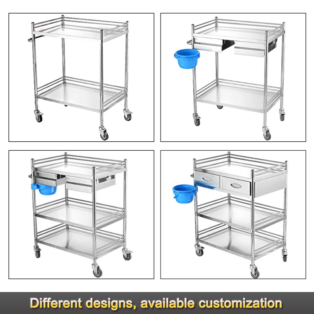 Nuoan Stainless Steel Transport Cart Medical Instrument Trolley