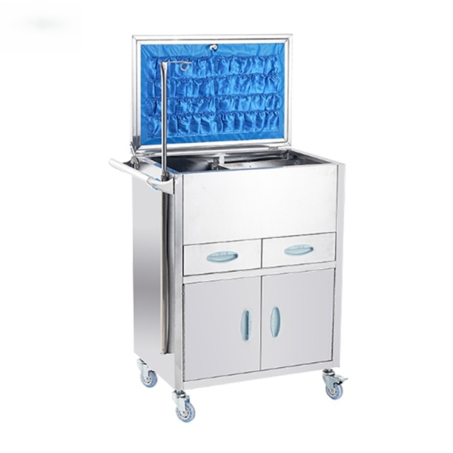 Nuoan 304 Stainless Steel Emergency Cart Medical Rescue Trolley with Drawers