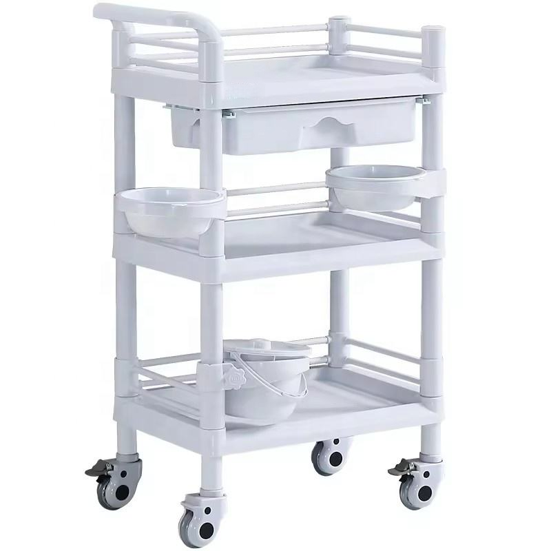 Nuoan Medical Instrument Cart ABS 2/3 Layer Silent Wheel Hospital Clinic Trolley