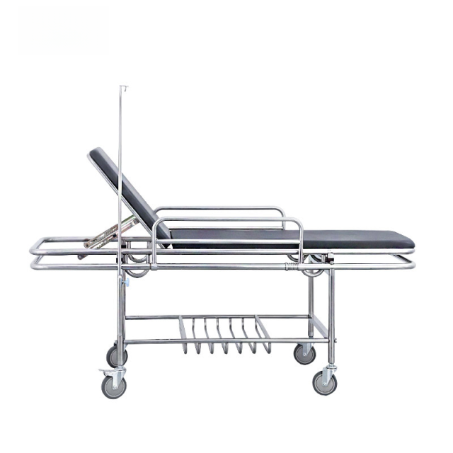 Nuoan Stainless Steel Stretcher Cart Four-Wheel Patient Transfer Cart for Hospital Emergency