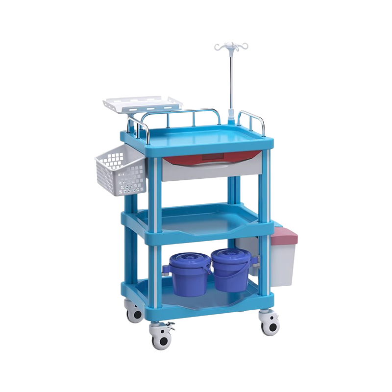 ABS Treatment Cart 3 Layers Blue Red Hospital Clinic Factory Wholesale
