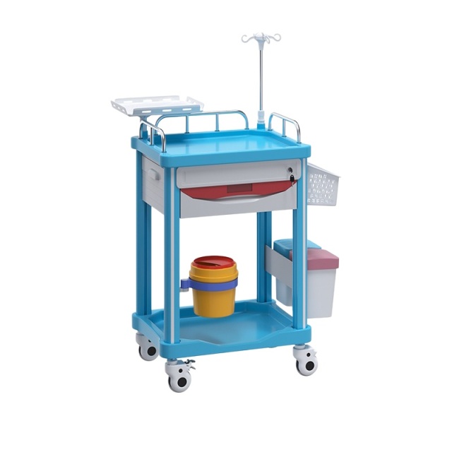 ABS Treatment Cart 2 Layers Blue Red Hospital Clinic Factory Wholesale