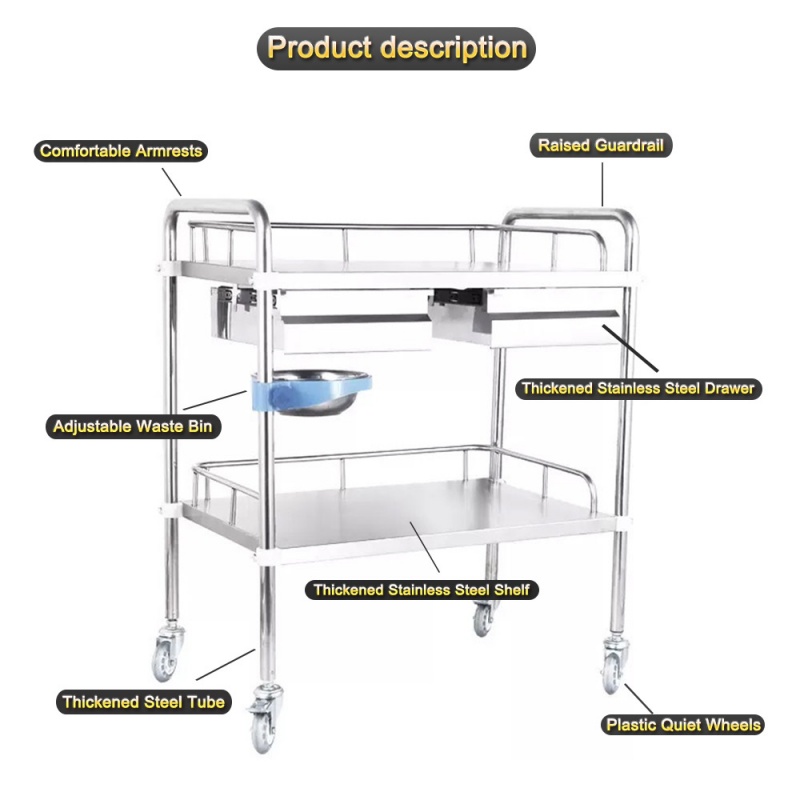 Hospital Stainless Steel Treatment Trolley