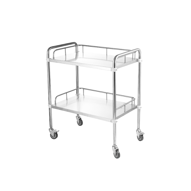 Factory Wholesale Hospital Trolley 2-Tiers Stainless Steel Treatment Trolley
