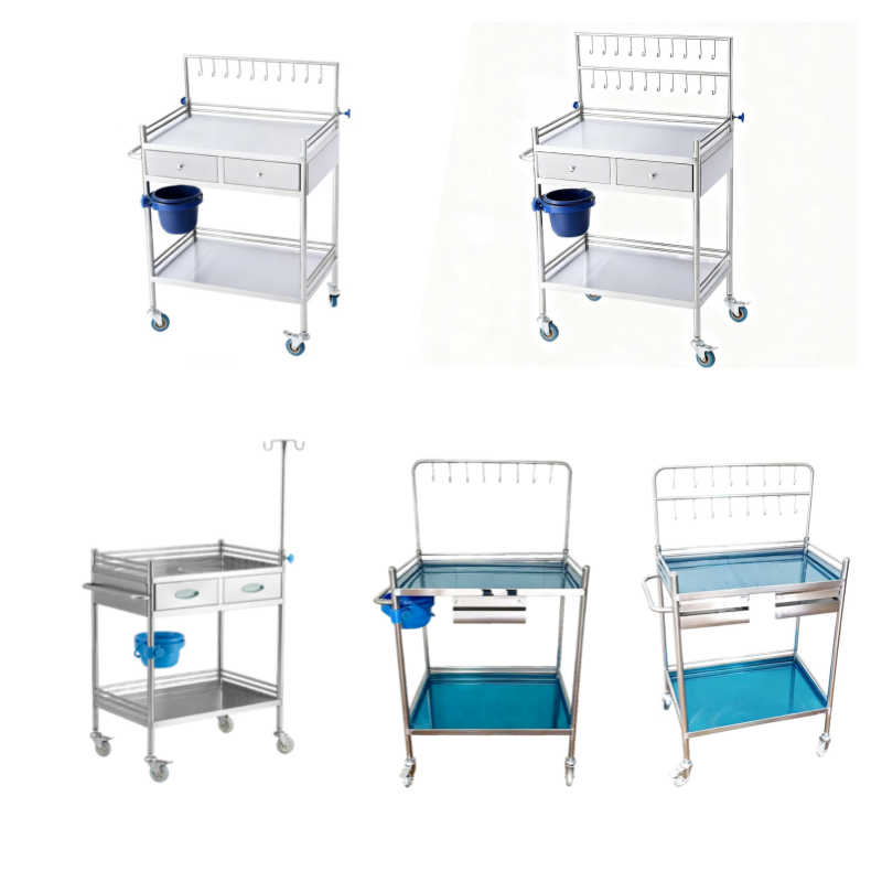 Factory direct NA-A703 New Type Movable Stainless Steel Hospital Patient Nursing Medical Infusion Trolley