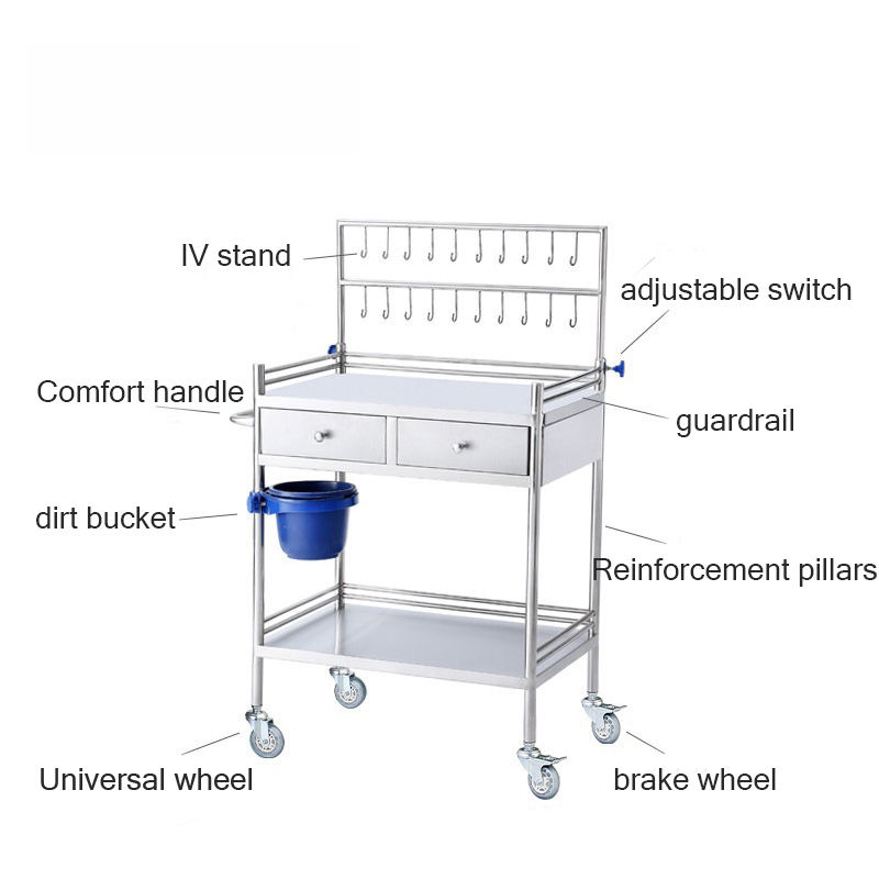 Factory direct NA-A701 Stainless Steel Hospital Patient Nursing Medical Infusion Trolley