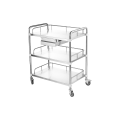 Factory Wholesale Hospital Trolley 3-Tiers with Single Drawers Stainless Steel Treatment Trolley