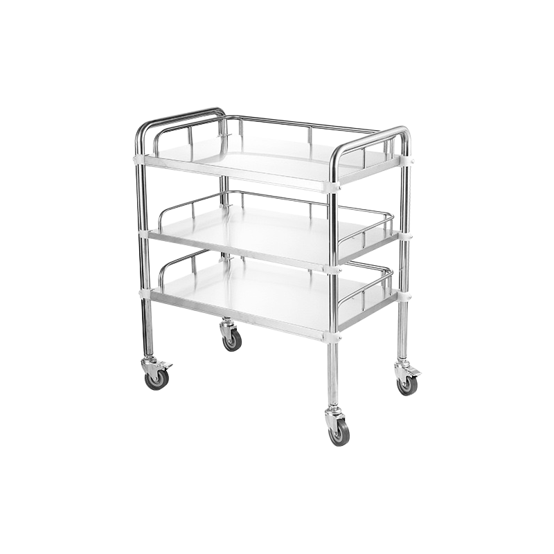 Factory Wholesale Hospital Trolley 3-Tiers without Drawers Stainless Steel Treatment Trolley