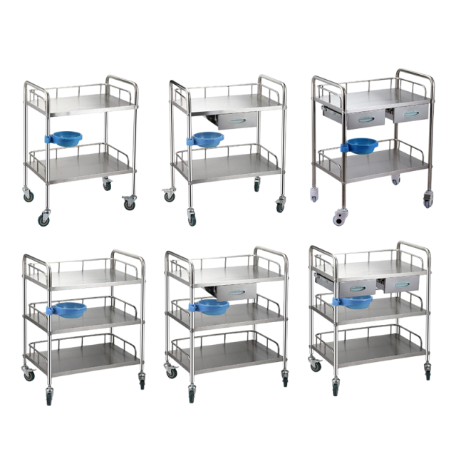 Hospital Furniture Clip-on type Stainless Steel Treatment Cart