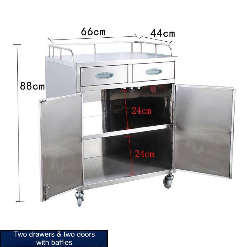 Nuoan Manufacturer Stainless Steel Instrument Dressing Cart Clinical Hospital trolley Anesthesia Cart
