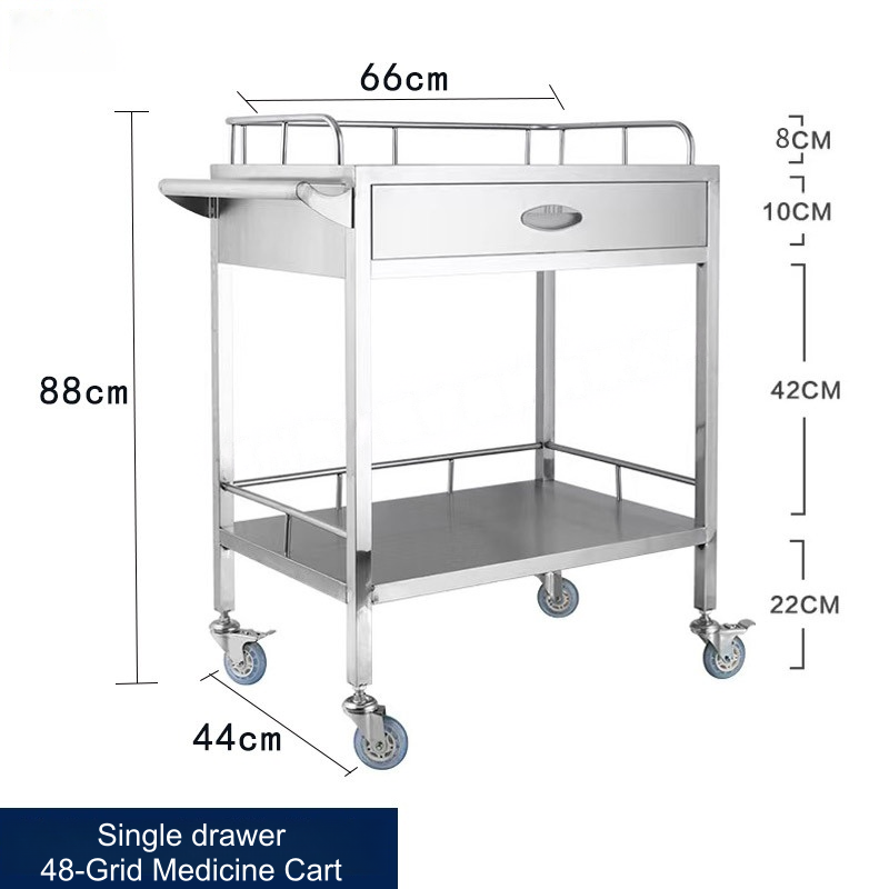 Emergency Trolley Medicine Cart Drug Dispensing Vehicle Suitable Treatment Stainless Steel Medicine Trolley