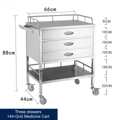 Three drawers144-Grid Medicine Cart