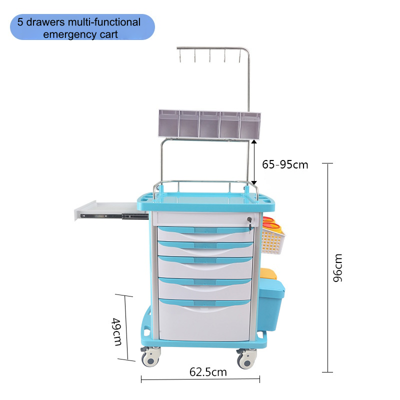 Nuoan Infusion Anesthesia Drug Cart 5 drawers emergency trolley Medical Supplies Hospital Trolley