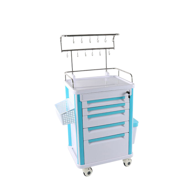 Nuoan Infusion Anesthesia Drug Cart 5 drawers emergency trolley Medical Supplies Hospital Trolley