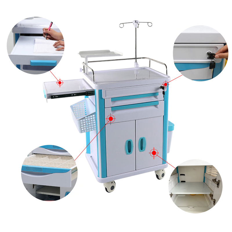 Nuoan Hospital Rescue Emergency Anesthesia Trolley for Medication / Nursing / Treatment / Medicine