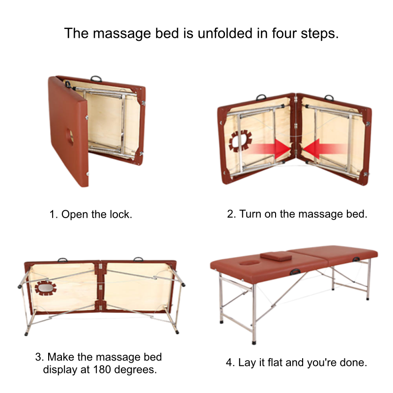 Portable Foldable Double-Bar Reinforced Stainless Steel Light Luxury Design Massage Bed for Beauty and Clinic Use