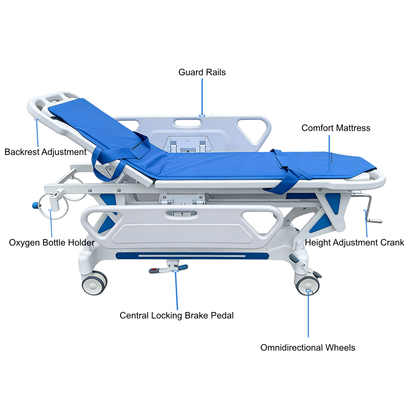 Hospital Professional Hydraulic Transfer Stretcher ABS Emergency Stretcher Bed