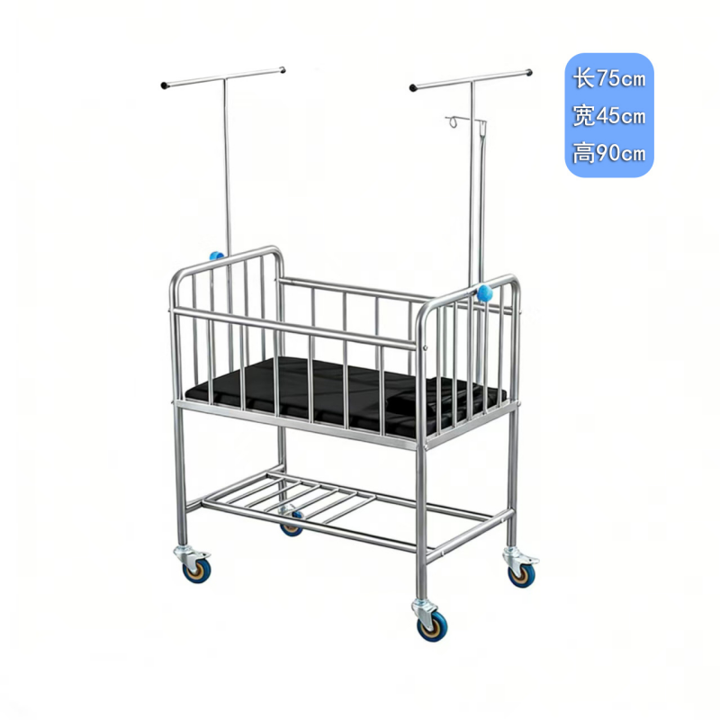 ODM OEM Heavy Duty Stainless Steel Mobile Neonatal Crib with IV Pole Infant Care Bed for NICU & Maternity Wards
