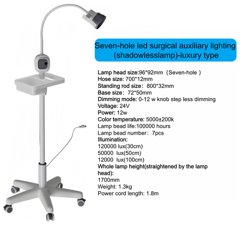 12W Dimmable Surgical Exam Light - 8000 Lux Brightness, 360° Rotatable Hose, Portable Hand Push Box for Dental & Medical Use
