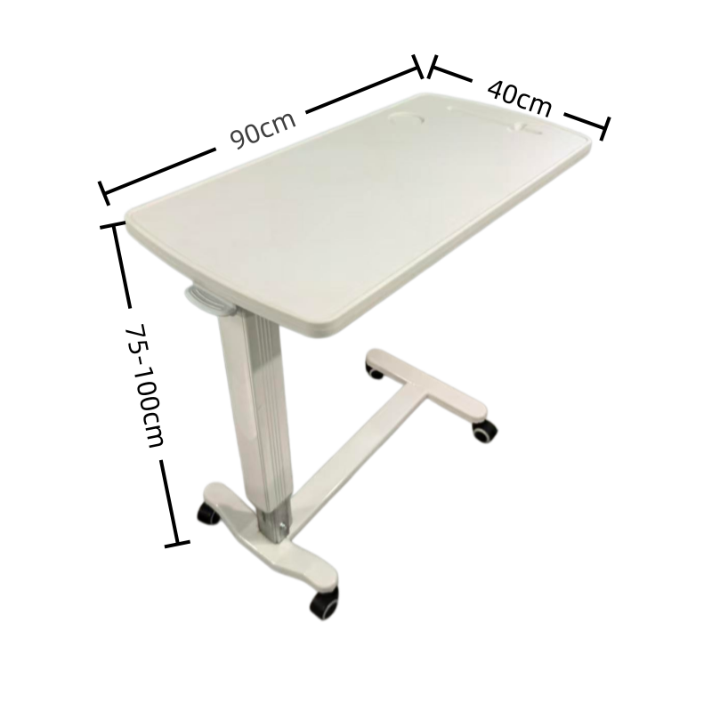 Hospital Adjustable Wooden Movable Dinner Over Bed Table Medical Patient Bedside Table with Wheels