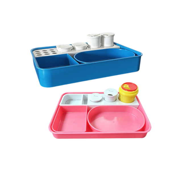 3 Holes ABS Manual Medical Disinfection Square Plate Tray Bottles Perforated Design Hospital Use Nuoan Medical
