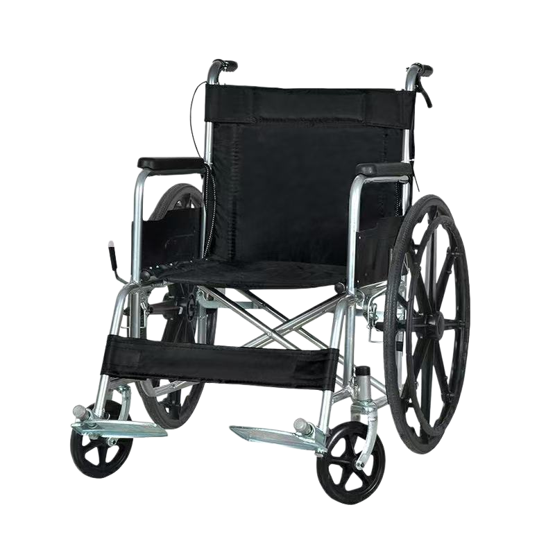 Medical Portable Lightweight Transport Wheelchair, Foldable Wheelchair, Durable Steel Wheelchair, Swivel Footrests, 24 Inch Wide Seat